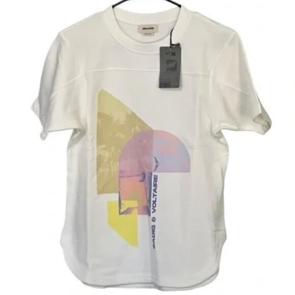 NWT Zadig & Voltaire Bow Mo Terry Palmier Tee Women's Size S, White MSRP $248 - Picture 5 of 10